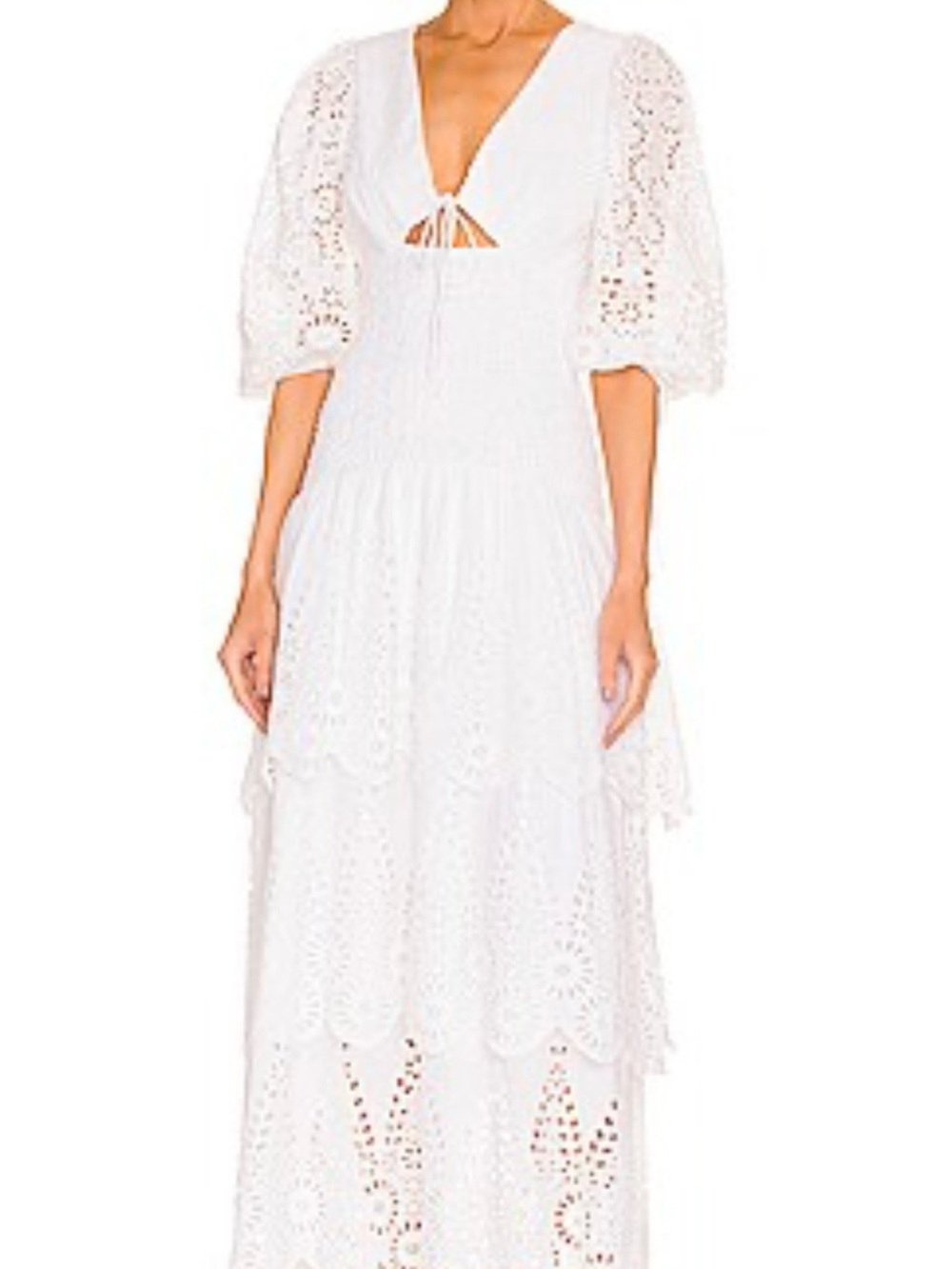 Women's White Eyelet Tiered Maxi Dress by - Picture 3 of 3